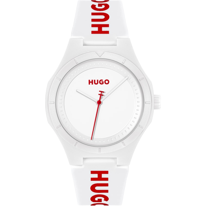 HUGO #LIT Men's White Dial White Silicone Watch