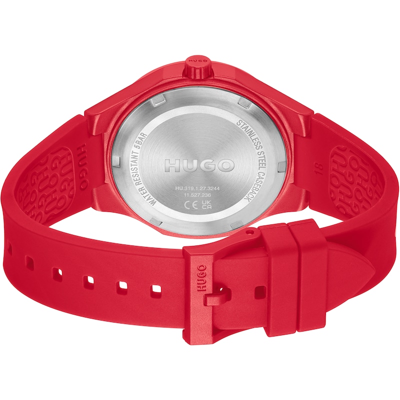 HUGO #LIT Men's Red Dial Red Silicone Watch