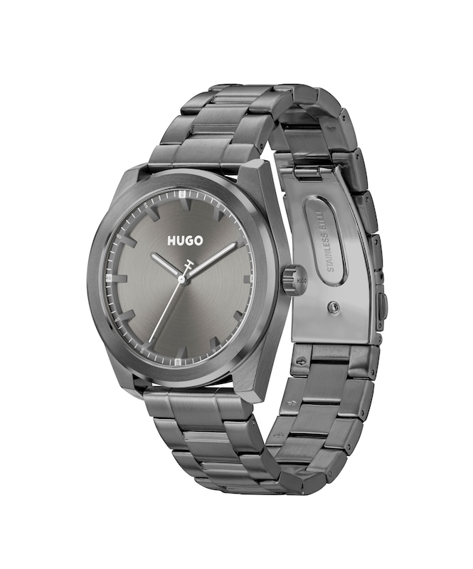 HUGO #BRIGHT Men's Grey Ion Plated Bracelet Watch