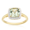 Thumbnail Image 1 of 9ct Yellow Gold Green Amethyst & Diamond Halo Ring