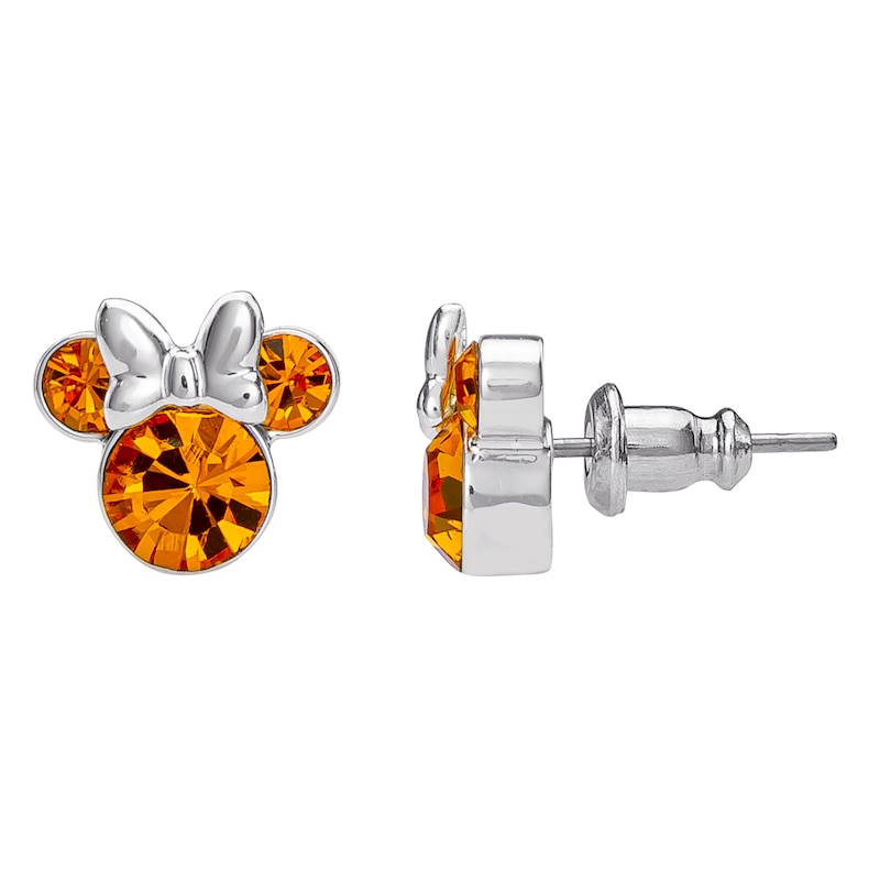 Disney Minnie Mouse Sterling Silver November Birthstone Crystal Earrings