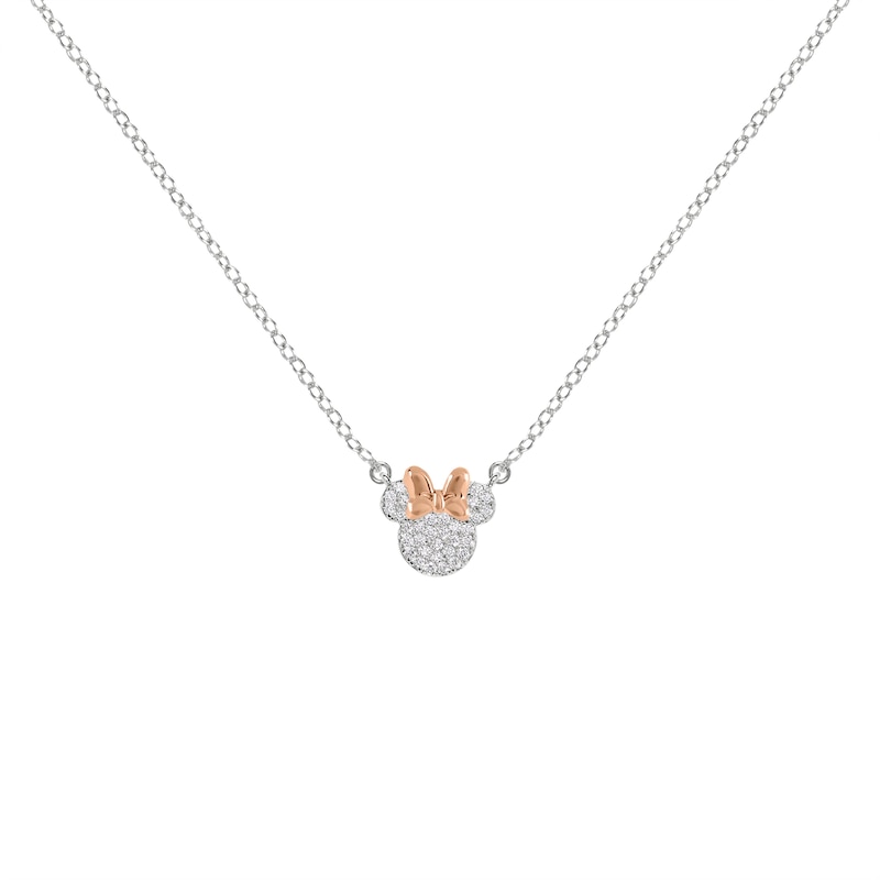 Disney Minnie Mouse Two Tone Plated CZ Mother & Daughter Necklace Set