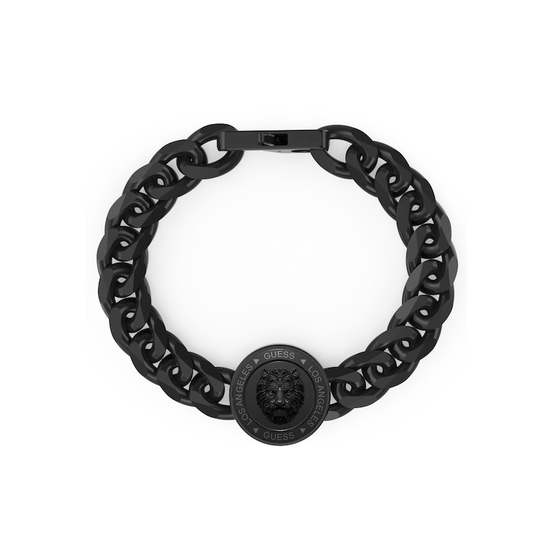 Main Image 1 of Guess Men's Stainless Steel Black Tone Lion Coin Curb Chain Bracelet