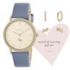 Thumbnail Image 1 of Radley Ladies' Stone Set Blue Leather Strap Watch & Twin Pack Gold Tone Earring Set