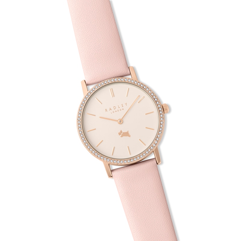 Radley Ladies' Pink Leather Strap Watch & Rose Gold Tone Bracelet Set