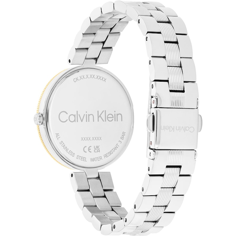 Calvin Klein Ladies' Black Dial Two Tone Stainless Steel Bracelet Watch