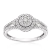 Thumbnail Image 1 of 9ct White Gold 0.30ct Diamond Split Shoulder Cluster Ring