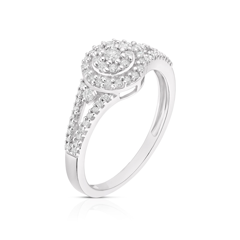 Main Image 2 of 9ct White Gold 0.30ct Diamond Split Shoulder Cluster Ring