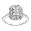 Thumbnail Image 0 of 9ct White Gold 0.40ct Diamond Emerald Shaped Cluster Ring