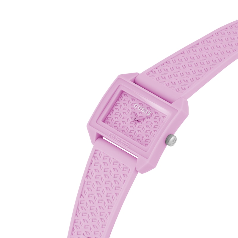 Guess Ladies' All Pink Logo Detail Silicone Strap Watch