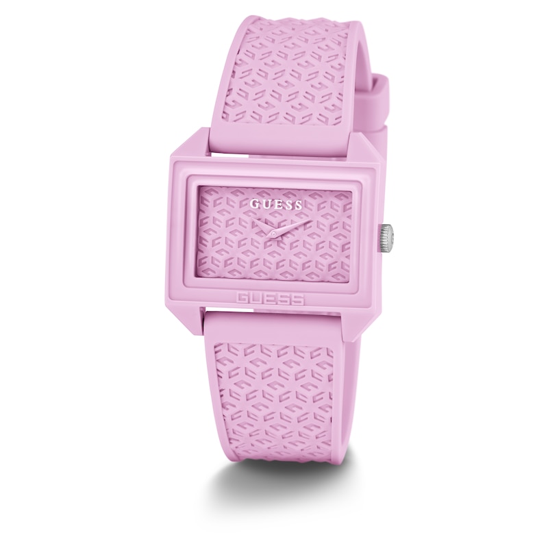 Guess Ladies' All Pink Logo Detail Silicone Strap Watch