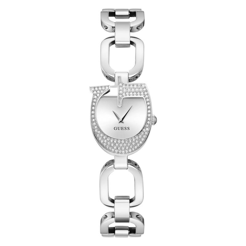 Guess Ladies' G Case Detail Silver Tone Link Bracelet Watch