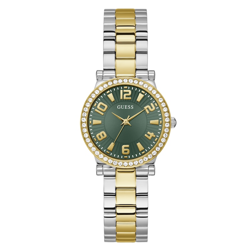 Guess Ladies' Green Dial Two Tone Bracelet Watch | H.Samuel