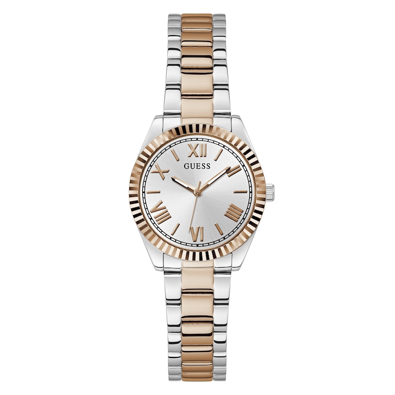 Guess Ladies' Silver Dial Two Tone Rose Bracelet Watch