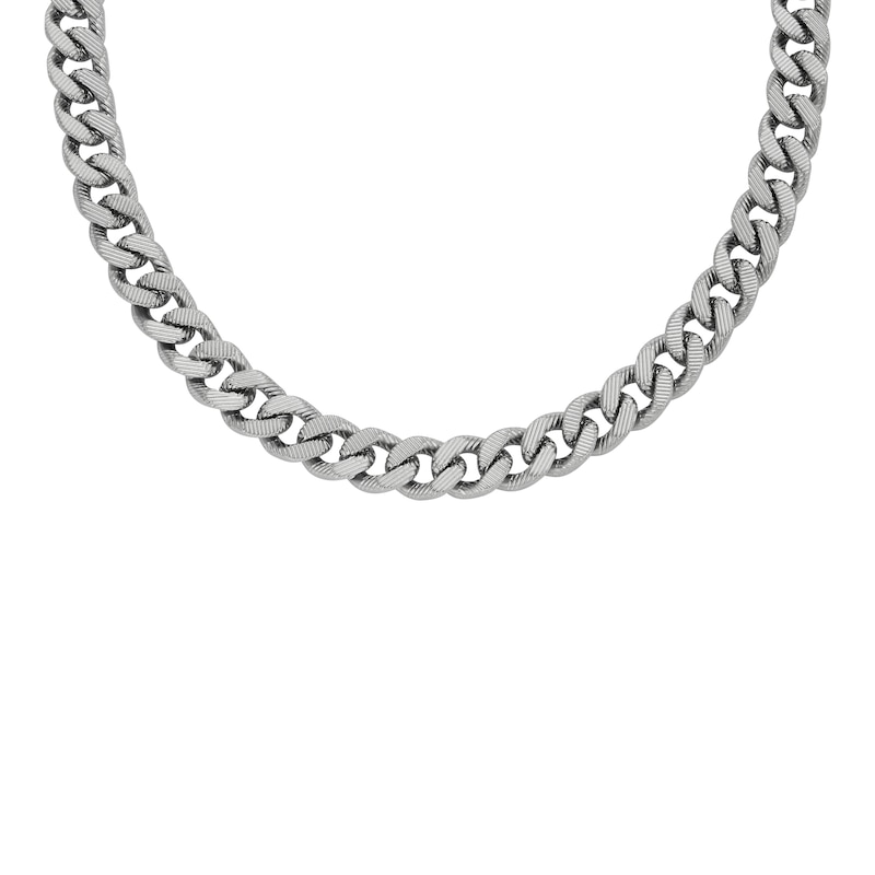 Fossil Harlow Men's Linear Texture Chain Stainless Steel Necklace