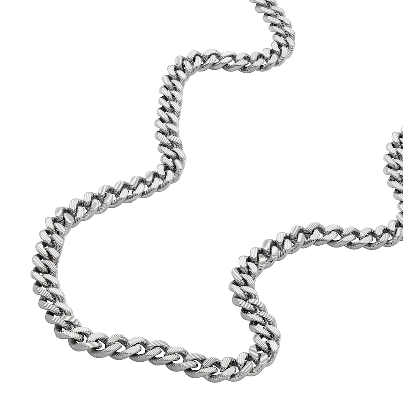Fossil Harlow Men's Linear Texture Chain Stainless Steel Necklace