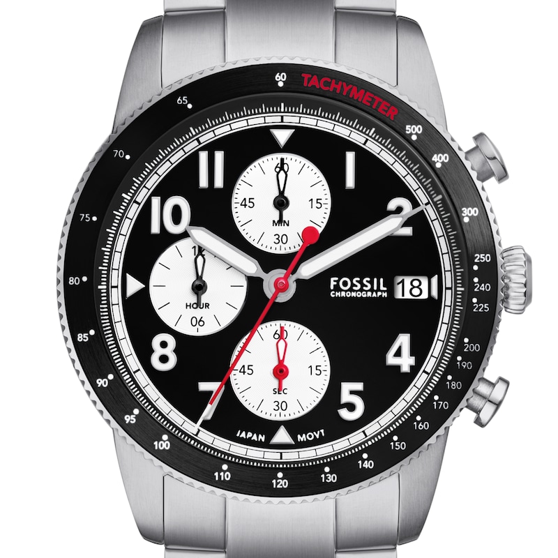 Fossil Sport Tourer Men's Black Chronograph Dial Stainless Steel Watch