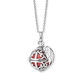 Angel Whisperer Sterling Silver Red Chime Wing Pendant Necklace