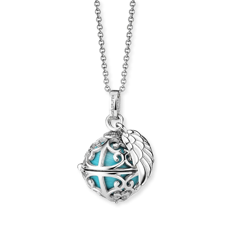 Main Image 1 of Angel Whisperer Sterling Silver Turquoise Chime Wing Pendant Necklace