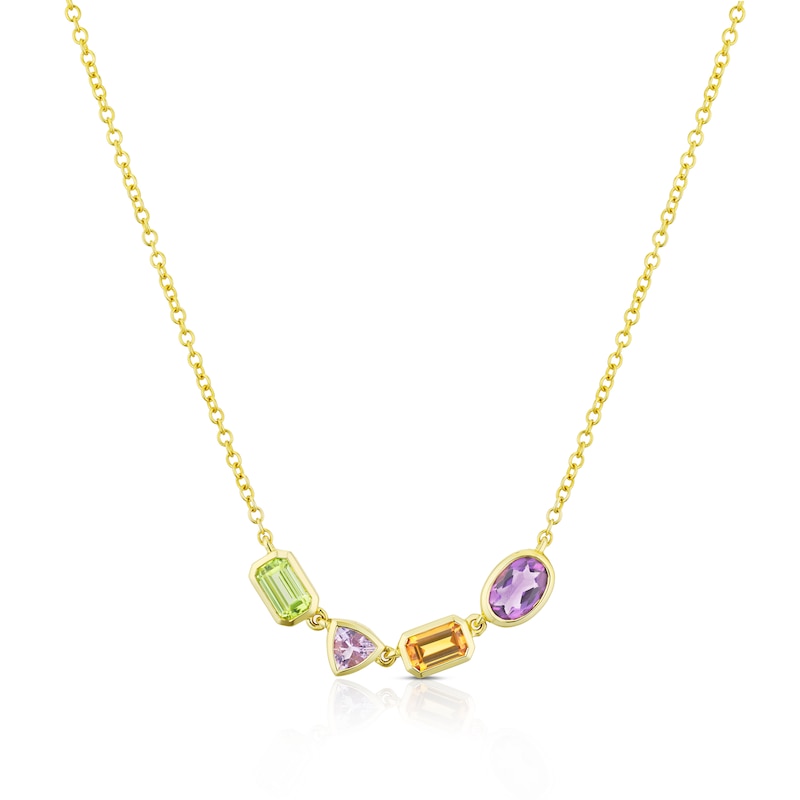 Main Image 1 of 9ct Yellow Gold Cleo Multi Gem Multi Shape Necklace