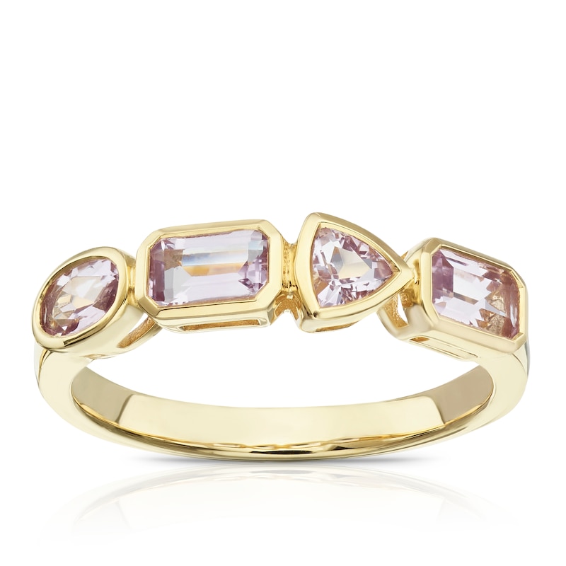 9ct Yellow Gold Cleo Rose De France Amethyst Multi Shape Ring