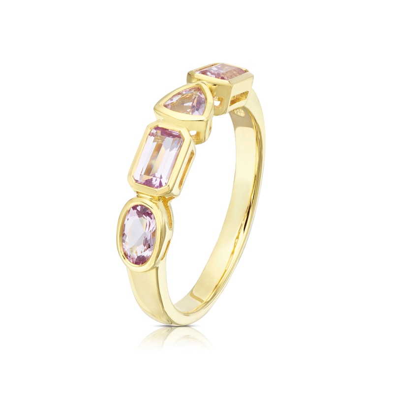 9ct Yellow Gold Cleo Rose De France Amethyst Multi Shape Ring