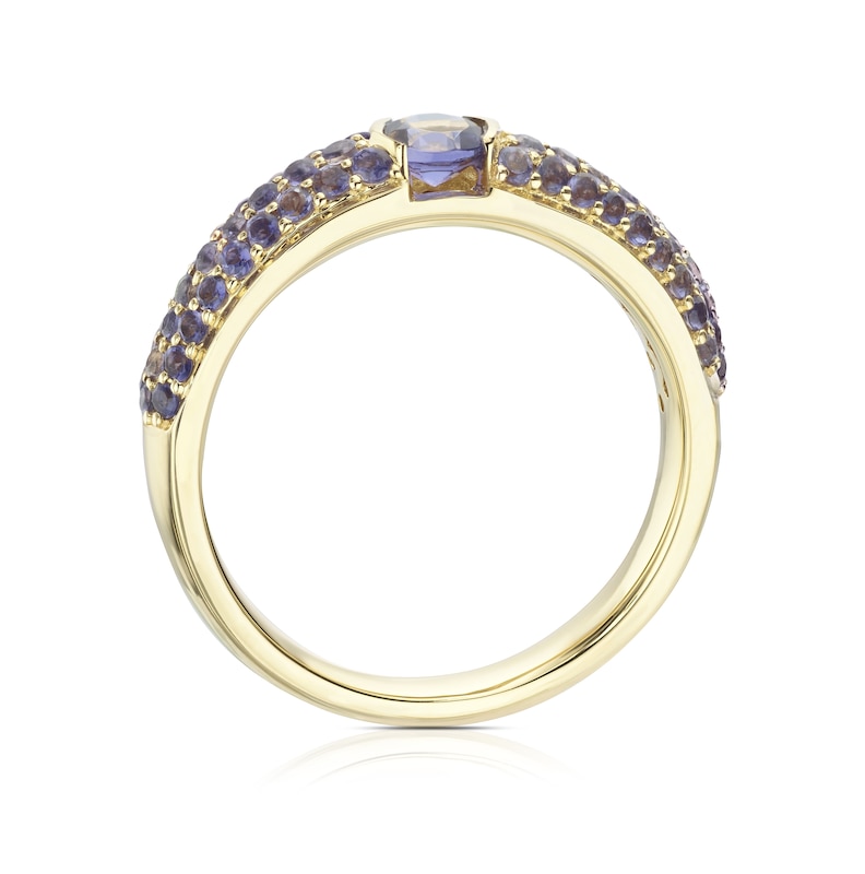 Main Image 3 of 9ct Yellow Gold Lola Blue Iolite Pavé Set Cluster Eternity Ring