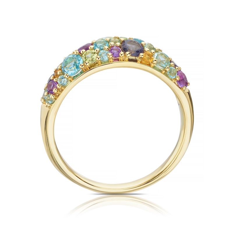 Main Image 3 of 9ct Yellow Gold Iris Blue & Purple Multi Stone Cluster Ring