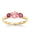 Thumbnail Image 1 of 9ct Yellow Gold Willa Tourmaline, Rhodolite Garnet & Diamond Trilogy Ring