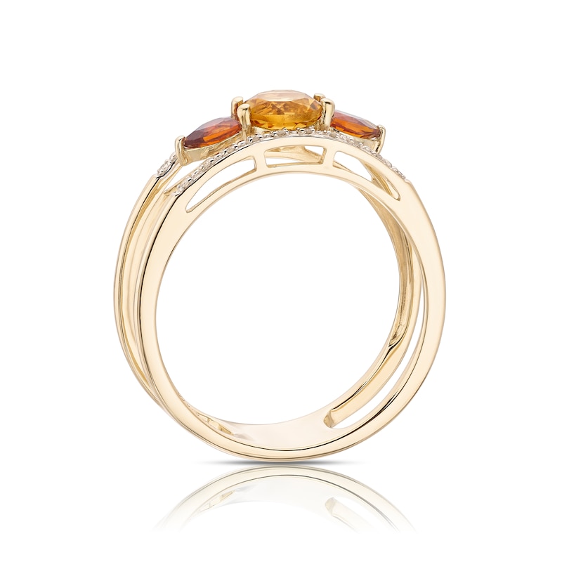 Main Image 3 of 9ct Yellow Gold Cara Diamond & Citrine Wide Ring