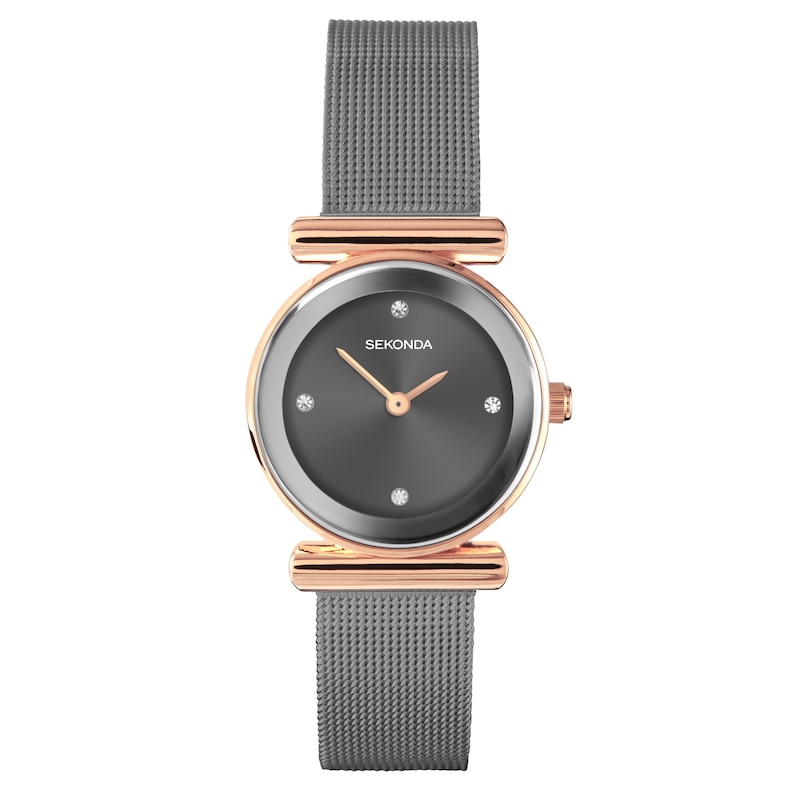 Sekonda Ava Ladies' Grey Dial Stainless Steel Mesh Strap Watch