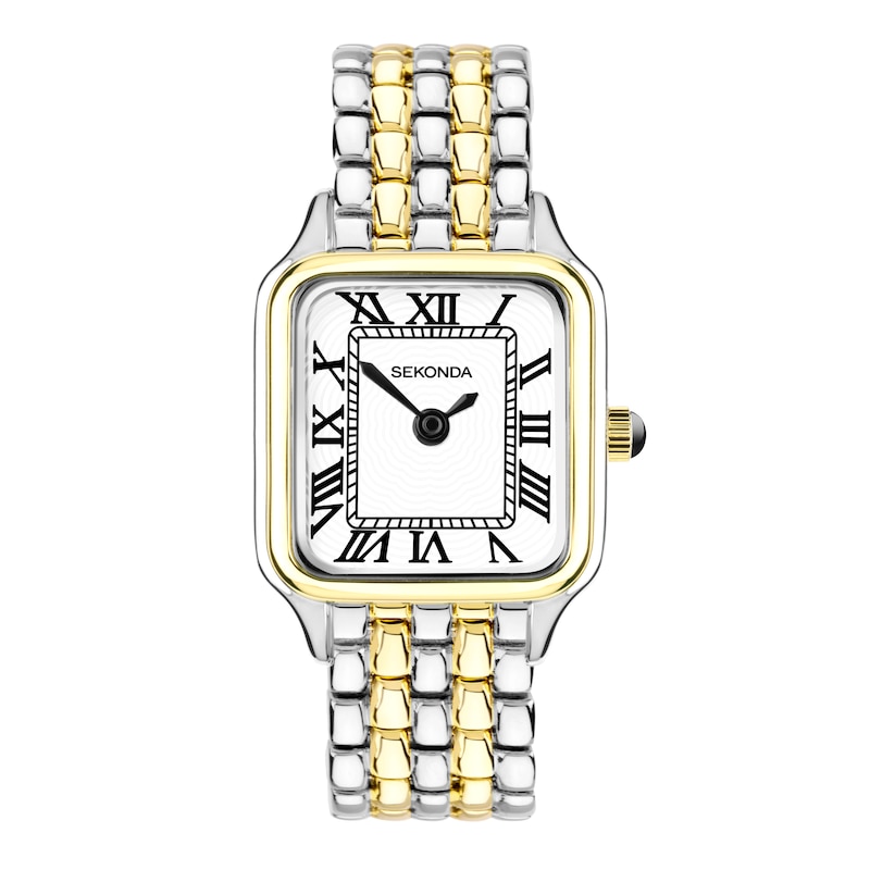 Main Image 1 of Sekonda Monica Maxi Ladies’ White Rectangular Dial Two Tone Bracelet Watch