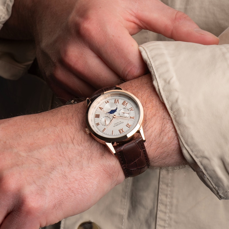 Main Image 3 of Sekonda Armstrong Men’s Moon Phase Brown Leather Strap Watch