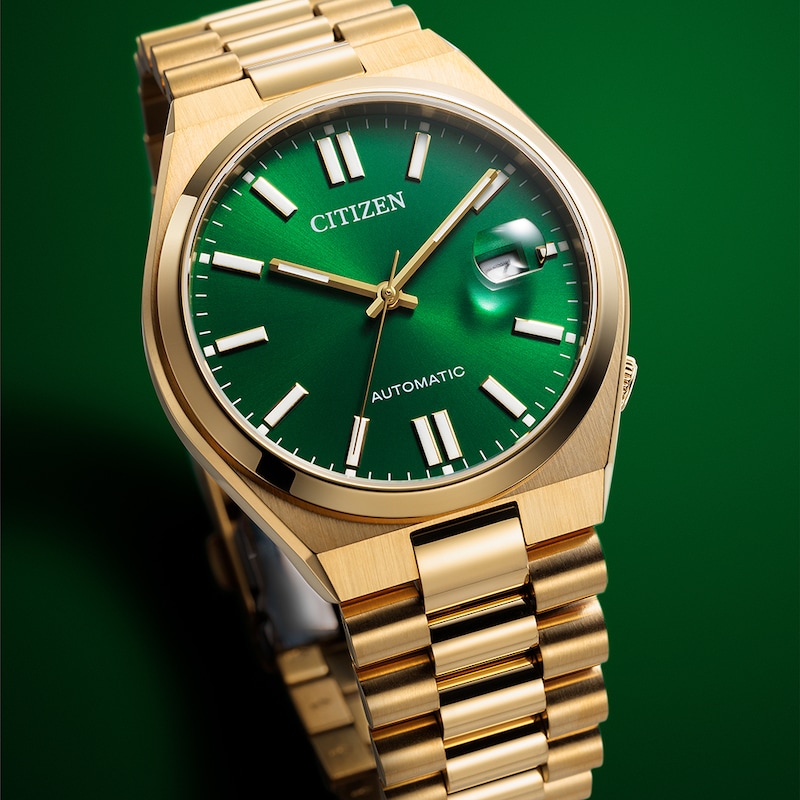Citizen Automatic Tsuyosa Green Dial Gold Tone Stainless Steel Bracelet Watch