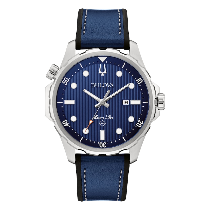 Main Image 1 of Bulova Marine Star Men's Blue Leather Strap Watch