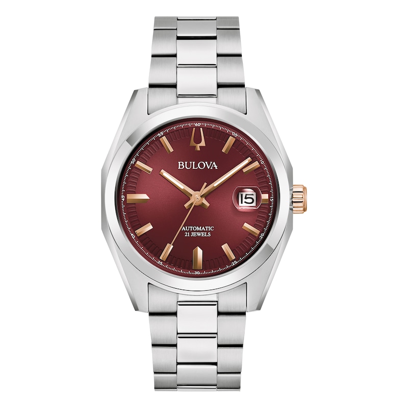 Main Image 1 of Bulova Surveyor Men's Burgundy Dial Stainless Steel Bracelet Watch