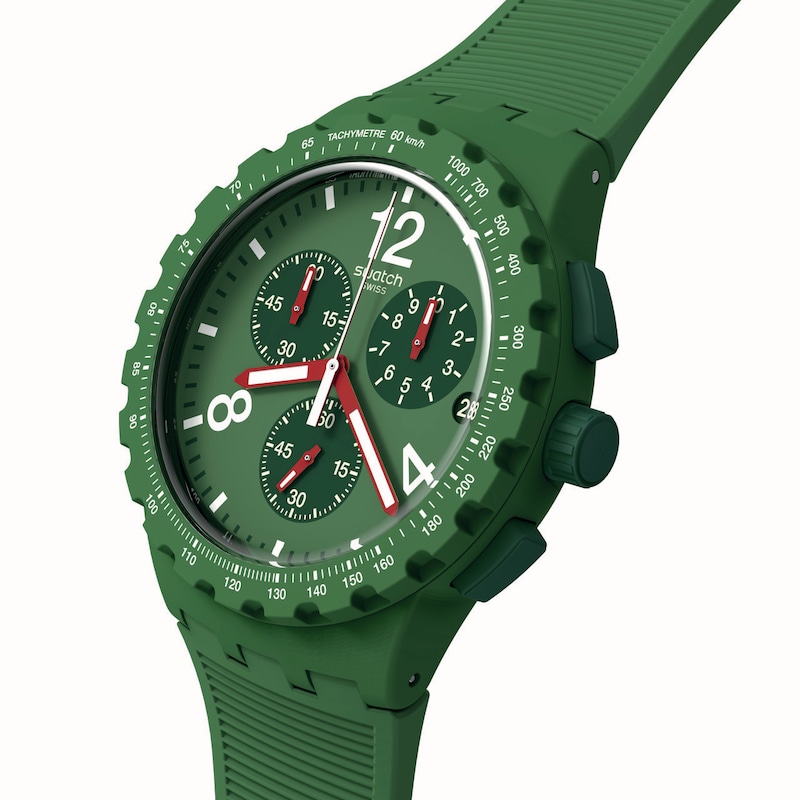 Swatch Primarily Green Men's Green Silicone Strap Watch
