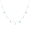 Thumbnail Image 1 of Sterling Silver Pearl & Turquoise Coloured Beaded Station Drop 16+2 Inch Necklace