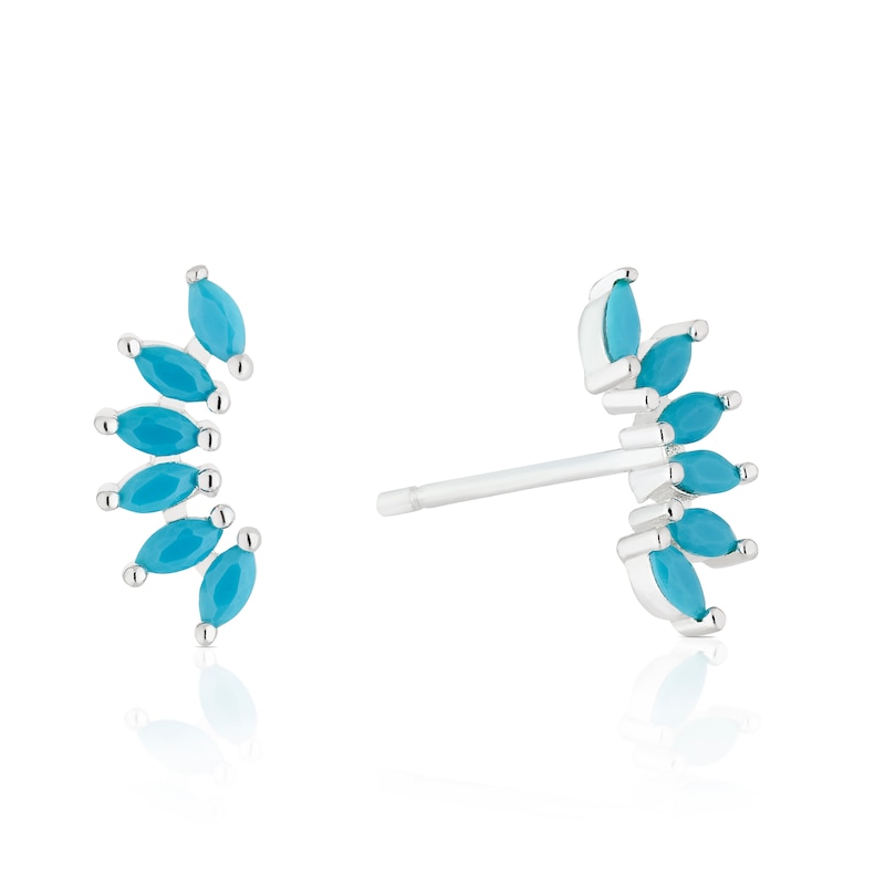 Main Image 1 of Sterling Silver Turquoise Coloured Marquise Stone Stud Earrings