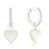 Thumbnail Image 0 of Sterling Silver CZ & MOP Heart Drop Huggie Hoop Earrings