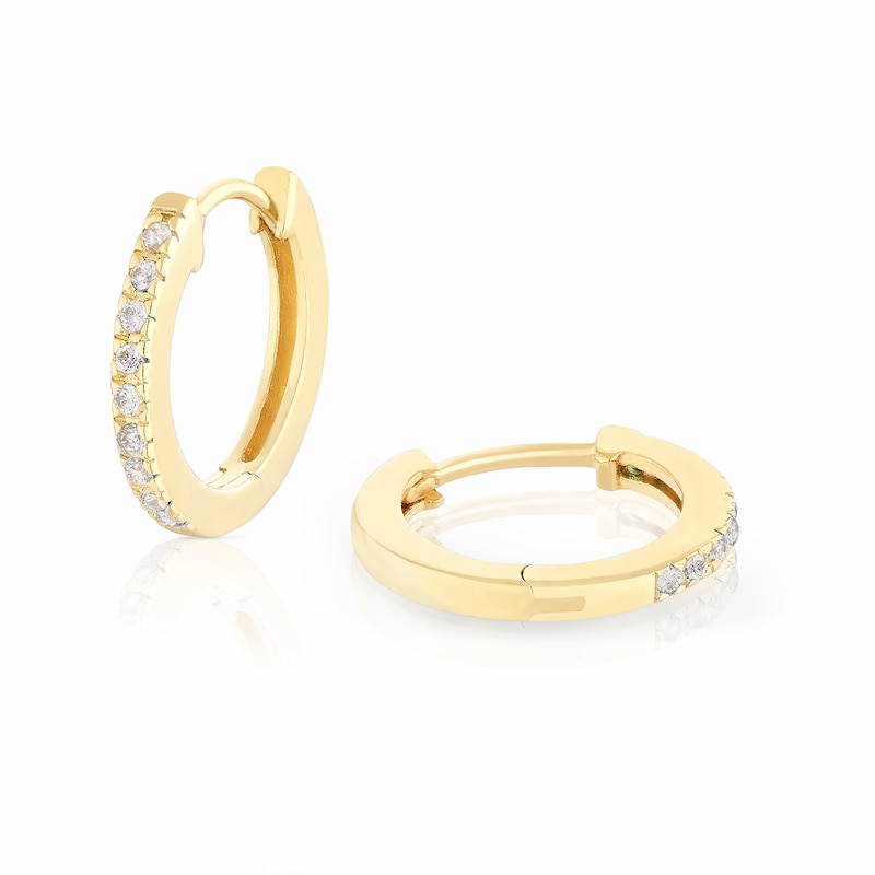 Main Image 1 of Sterling Silver & 18ct Yellow Gold Plated Vermeil CZ 11mm Huggie Hoop Earrings