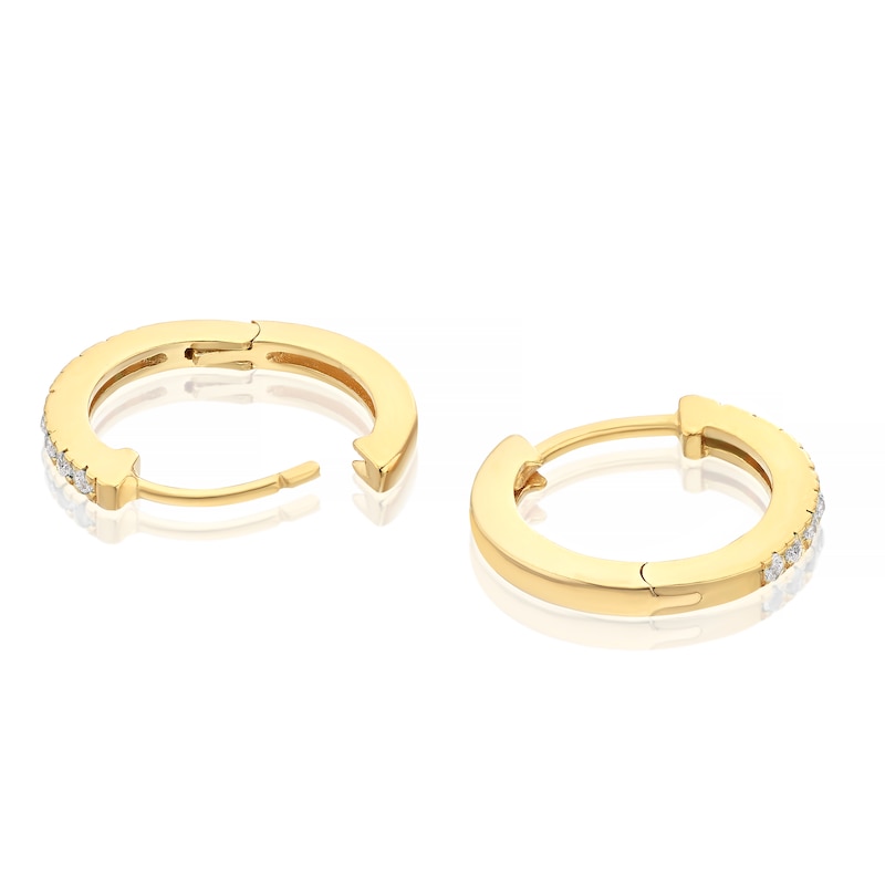 Main Image 2 of Sterling Silver & 18ct Yellow Gold Plated Vermeil CZ 11mm Huggie Hoop Earrings