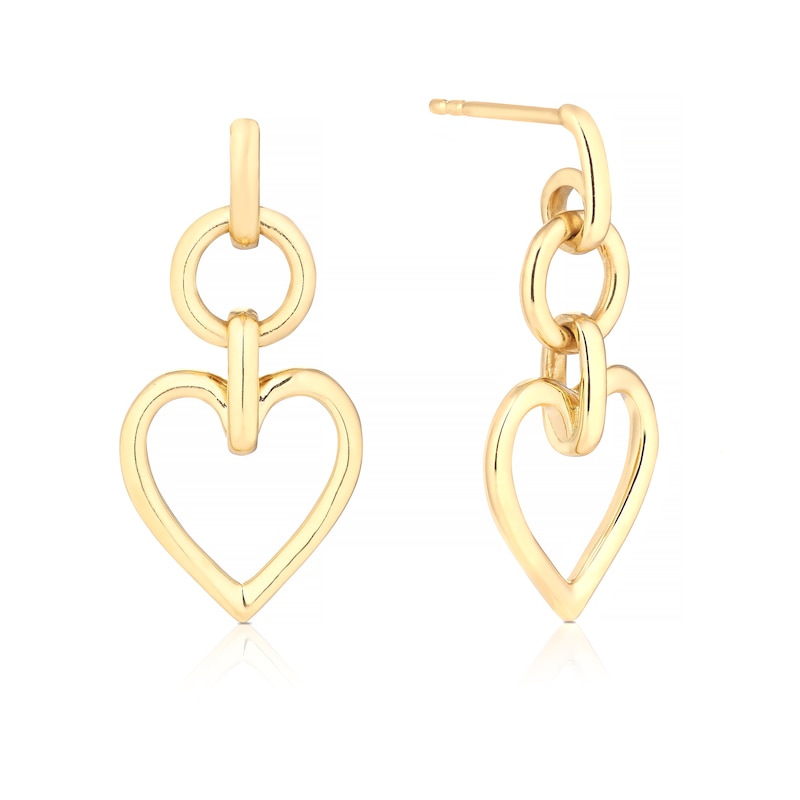 Sterling Silver & 18ct Yellow Gold Plated Vermeil Open Heart Drop Earrings