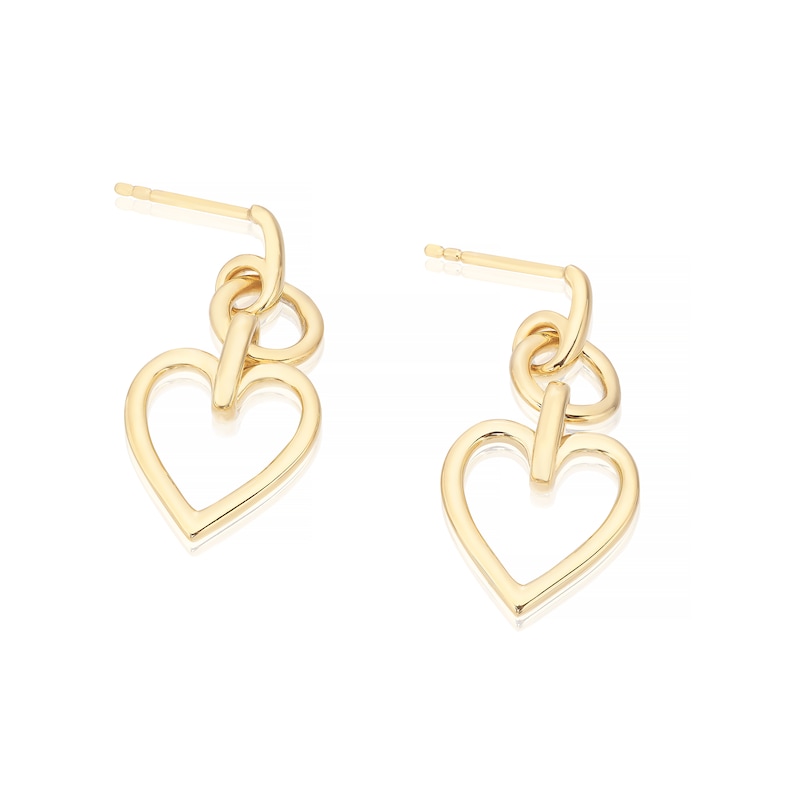 Sterling Silver & 18ct Yellow Gold Plated Vermeil Open Heart Drop Earrings