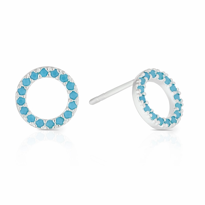 Main Image 1 of Sterling Silver Turquoise Colour Crystal Circle Stud Earrings