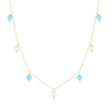 Thumbnail Image 0 of 9ct Yellow Gold Pearl & Turquoise Coloured Stone Drop Pendant 18 Inch Necklace