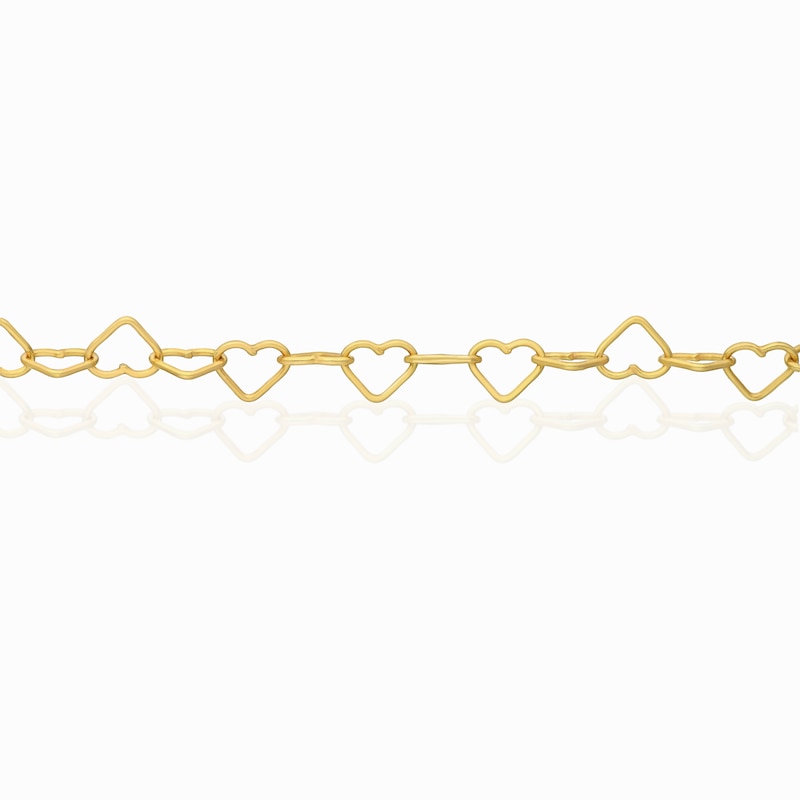 Sterling Silver & 18ct Yellow Gold Plated Vermeil Heart Chain 7+1 Inch Bracelet