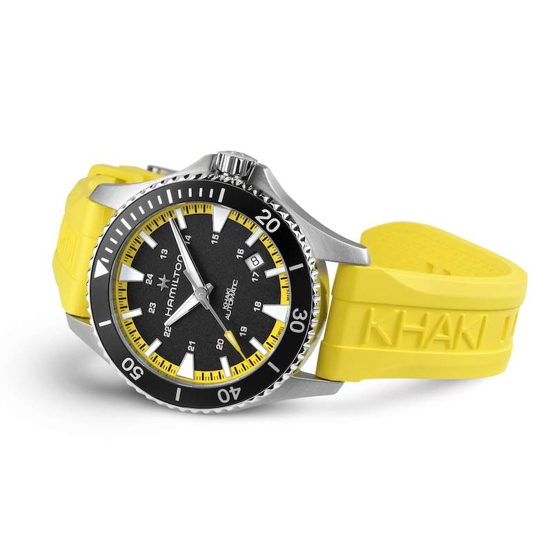 Hamilton Khaki Navy Scuba Men's Yellow Rubber Strap Watch