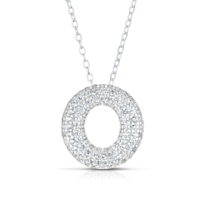 Main Image 1 of Sterling Silver Cubic Zirconia 'O' Bubble Initial Necklace