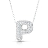 Thumbnail Image 1 of Sterling Silver Cubic Zirconia 'P' Bubble Initial Necklace